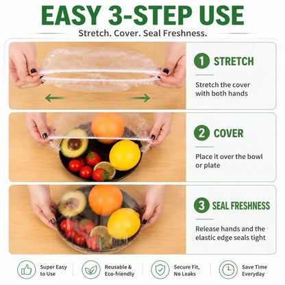 100-Piece Stretch Food Cover Set for Bowls and Containers