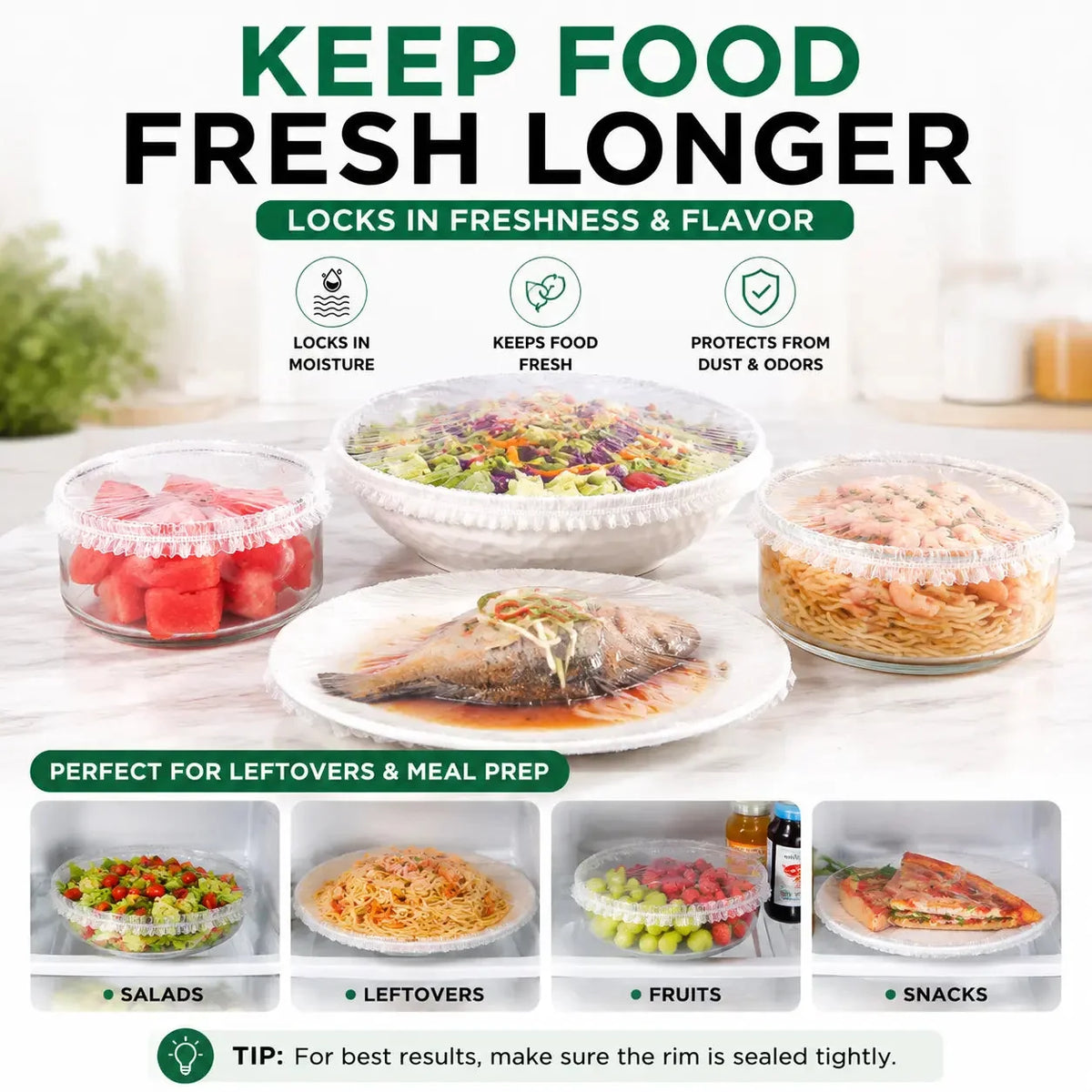 100-Piece Stretch Food Cover Set for Bowls and Containers