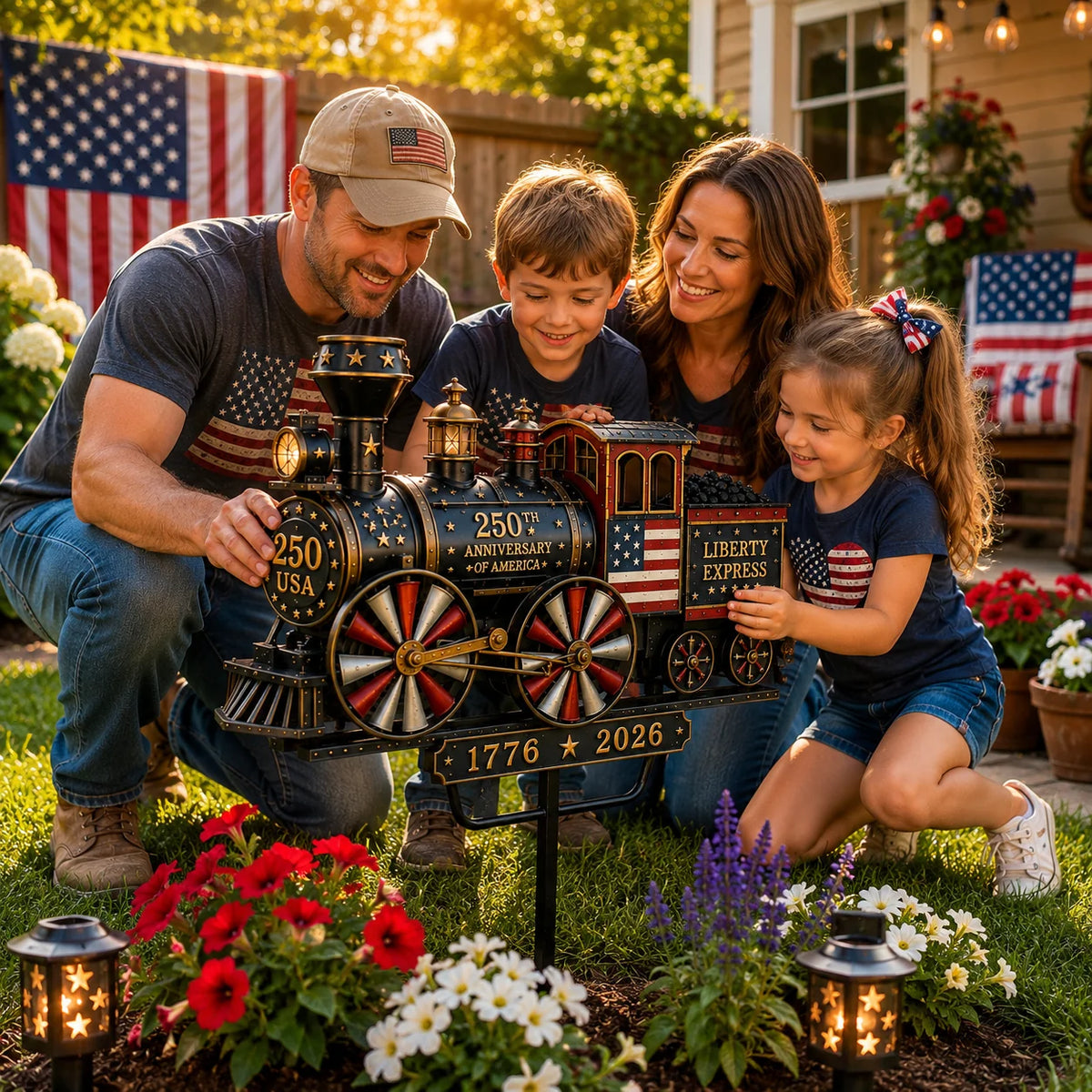Liberty Express Train Garden Wind Spinner with Patriotic Design