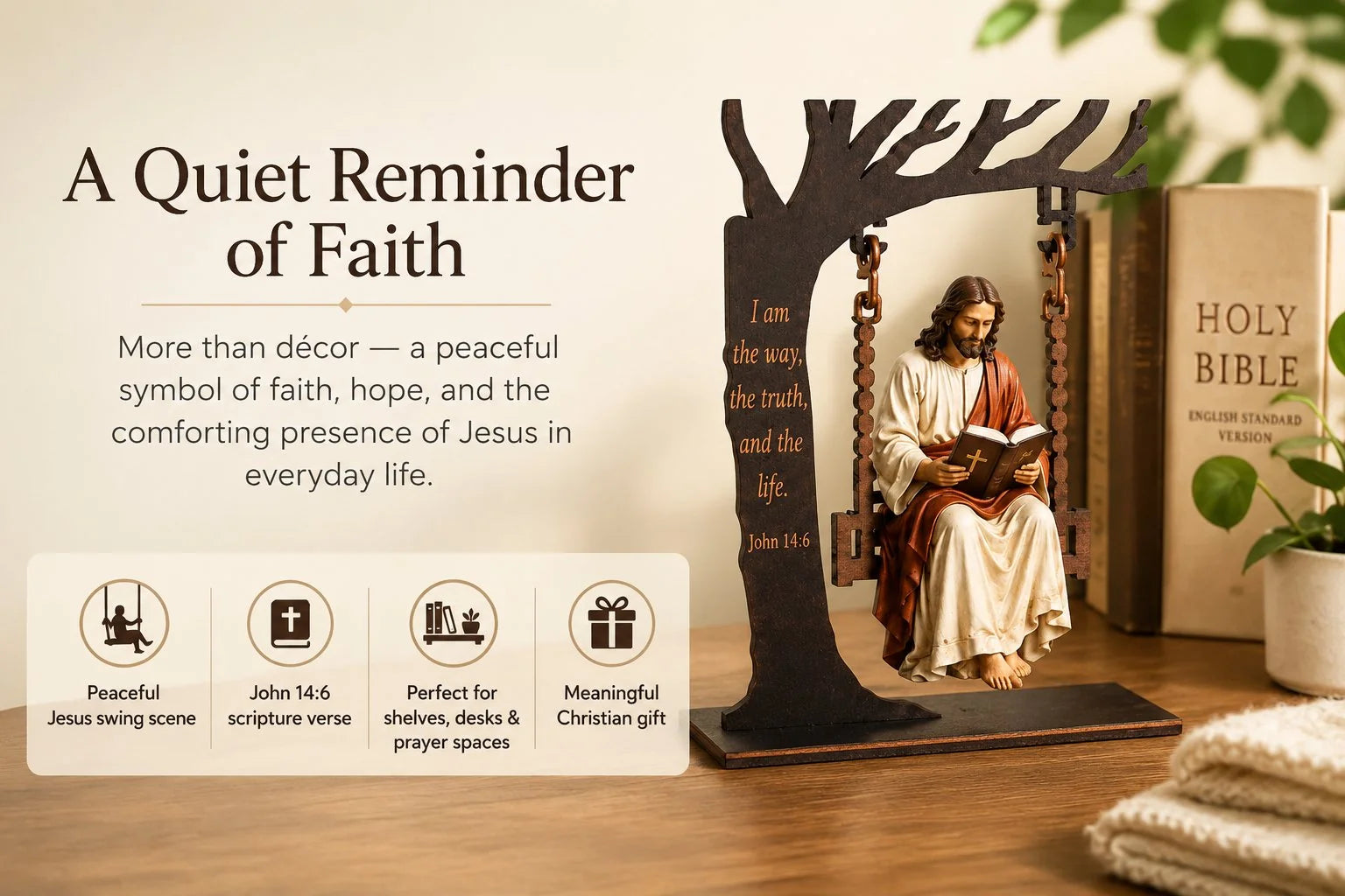 Purpose-Built Christian Jesus Swing Table Decor for Everyday Use
