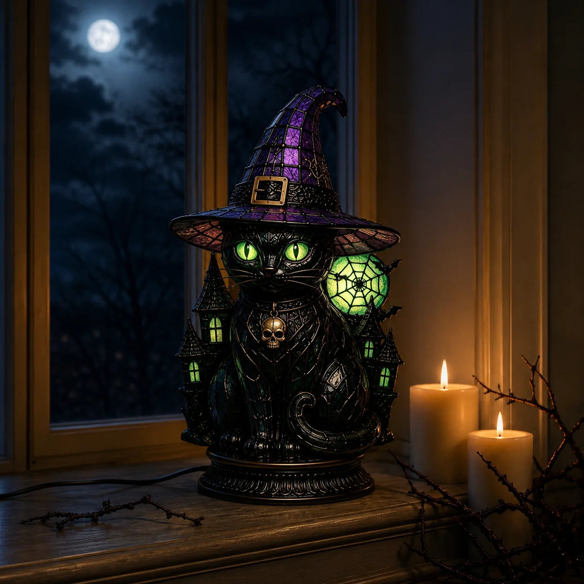 Decorative 7-Piece Stained Glass-Style Lighted Figurine