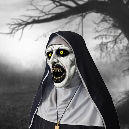Purpose-Built Possessed Nun Mask – Creepy Latex Costume for Parties &