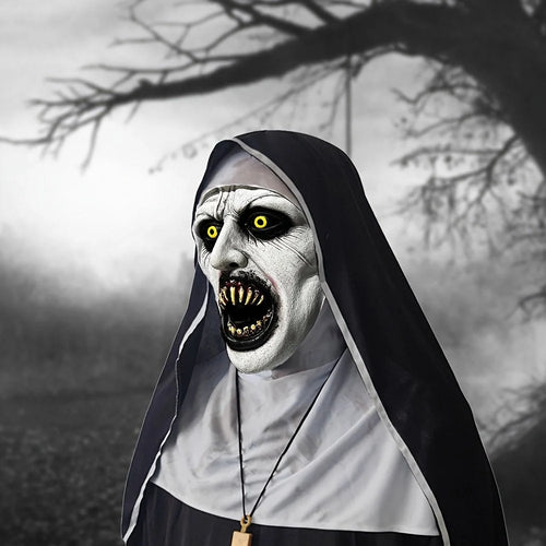 Purpose-Built Possessed Nun Mask – Creepy Latex Costume for Parties &