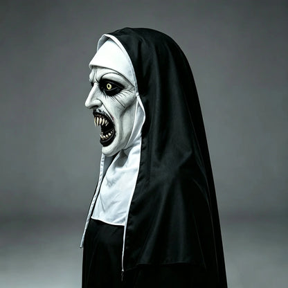 Purpose-Built Possessed Nun Mask – Creepy Latex Costume for Parties &