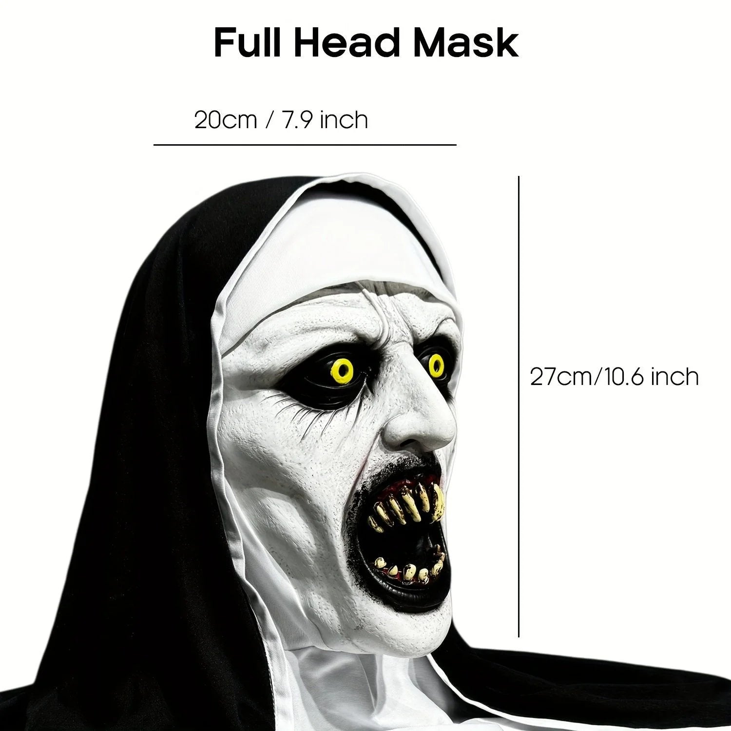 Purpose-Built Possessed Nun Mask – Creepy Latex Costume for Parties &
