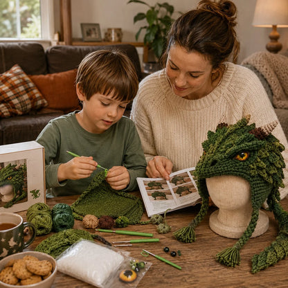 Crochet Kit for Making a Handmade Fantasy Dragon Hood