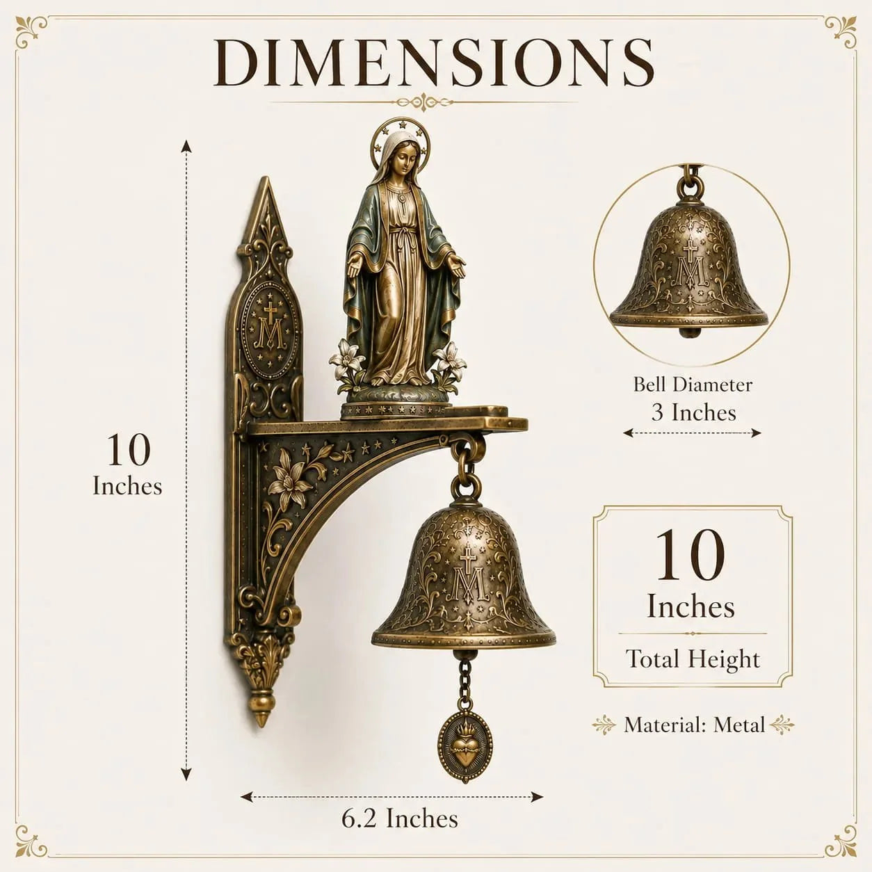 Pet-Friendly Our Lady of Grace Miraculous Medal Wall Bell – A