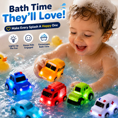 Vehicle-Ready 6PCS Water-Activated Light-Up Bath Toy Cars – Traffic &
