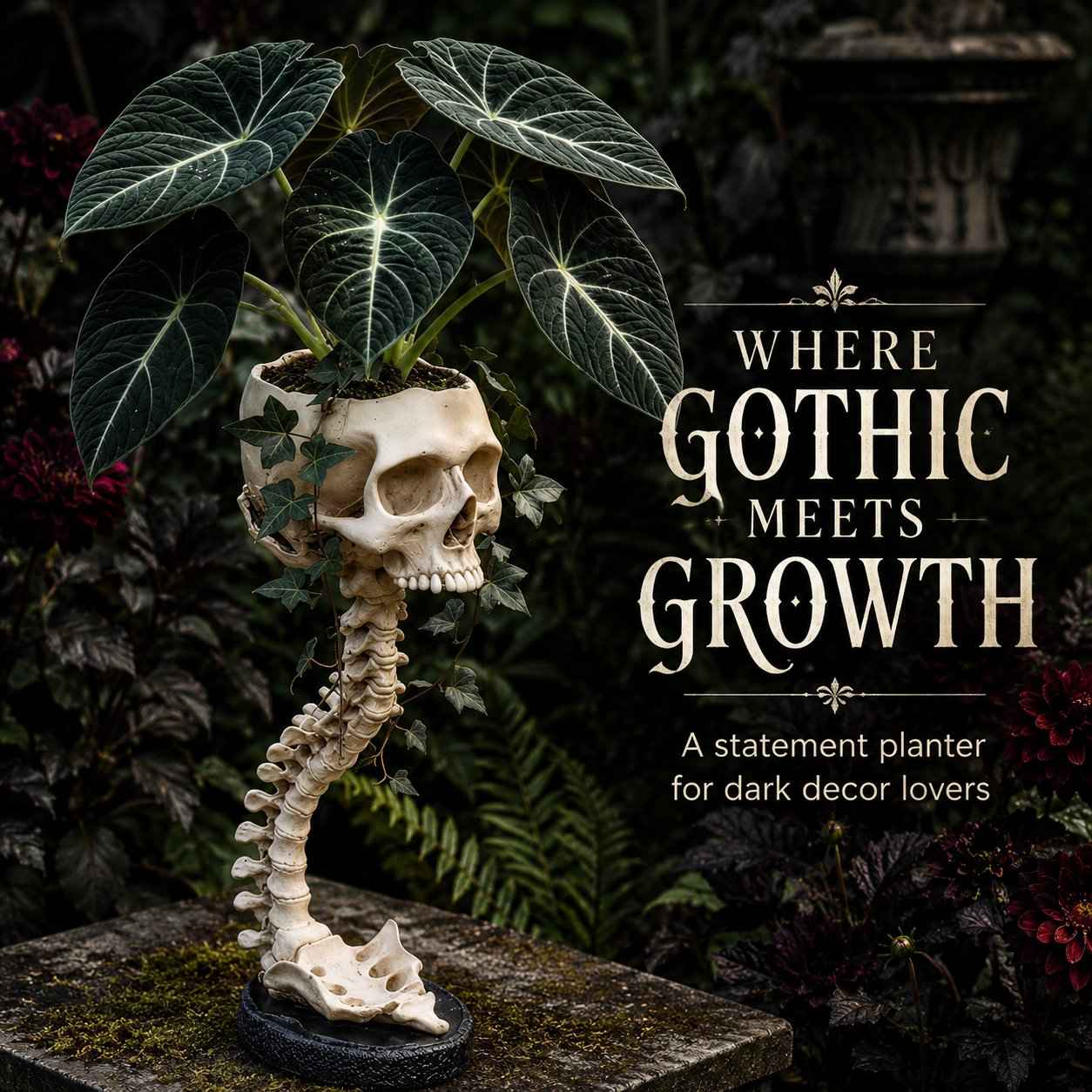 Outdoor Skull Planter Bold Decor for Plant Lovers for Garden Display