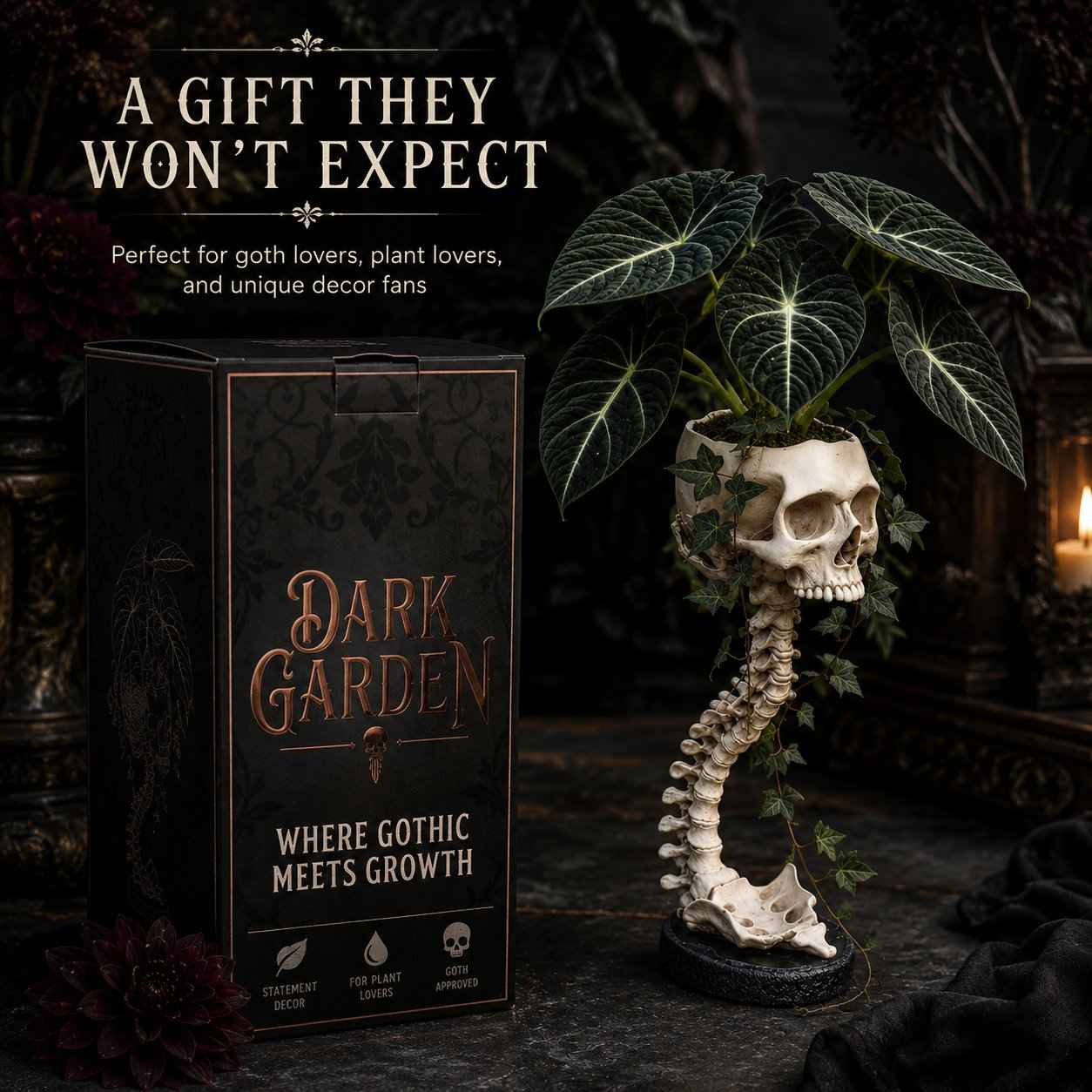 Outdoor Skull Planter Bold Decor for Plant Lovers for Garden Display