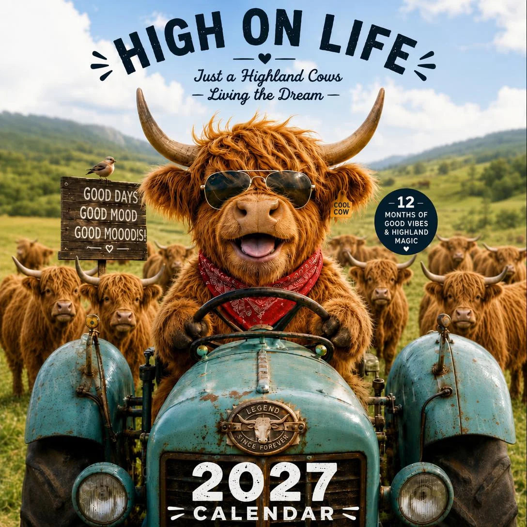 Purpose-Built Hot Calendar – Funny Highland Cow Wall Calendar – Cow