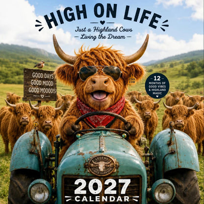 Purpose-Built Hot Calendar – Funny Highland Cow Wall Calendar – Cow
