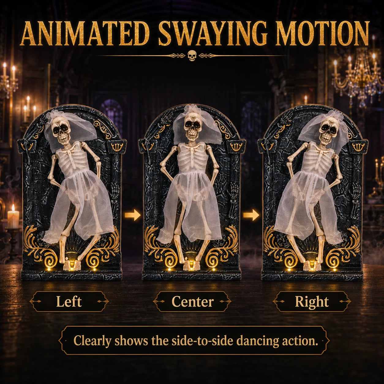 Decorative They Actually Move Animated Light-Up Dancing Skeleton