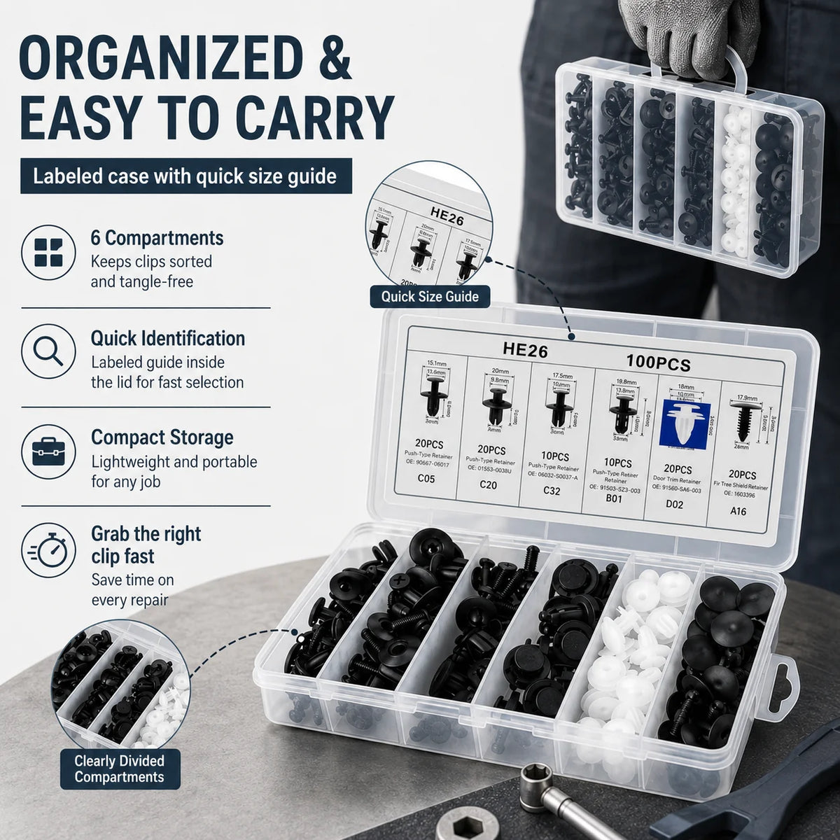 Vehicle-Ready 100PCS Bumper Retainer Clips Car Body Trim Clips