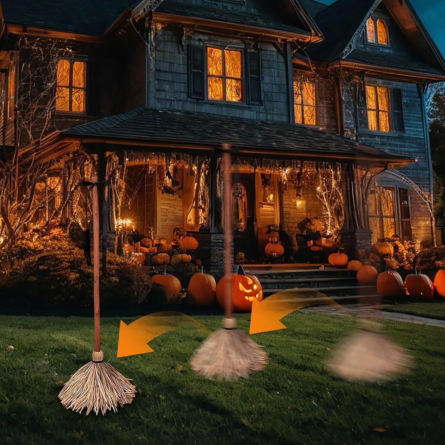 Purpose-Built Self-Moving Witch Broom: Motion-Activated Spooky