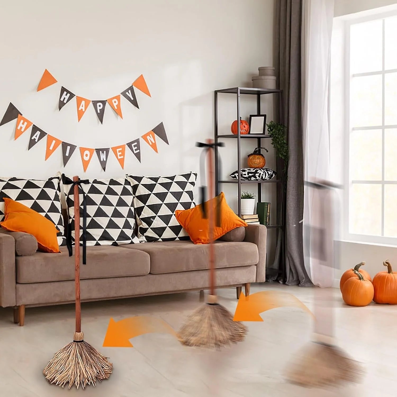 Purpose-Built Self-Moving Witch Broom: Motion-Activated Spooky