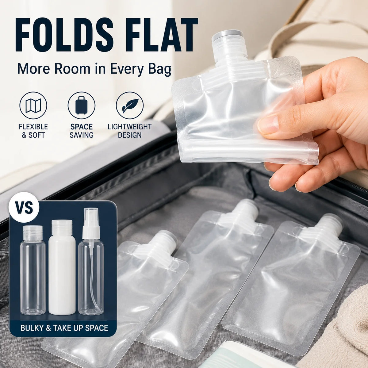 Vehicle-Ready 12 Counts Reusable Plastic Pouches – Versatile Liquid