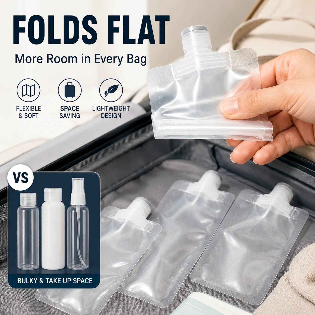 Vehicle-Ready 12 Counts Reusable Plastic Pouches – Versatile Liquid