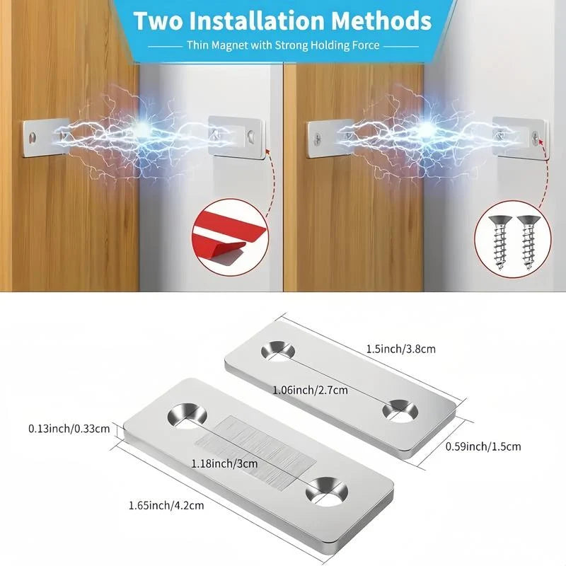 16-Pair Stick-On Magnetic Cabinet Catches with Tool-Free Installation