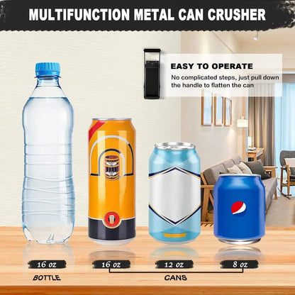 Purpose-Built 16 oz Metal Can Crusher, Heavy-Duty Wall-Mounted