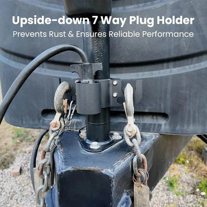 Space-Saving Aluminum RV Towing Chain Organizer & 7-Way Plug