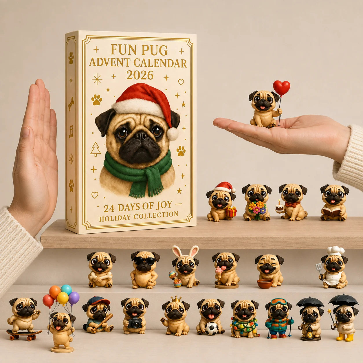 Purpose-Built Fun Pug Advent Calendar for Everyday Use