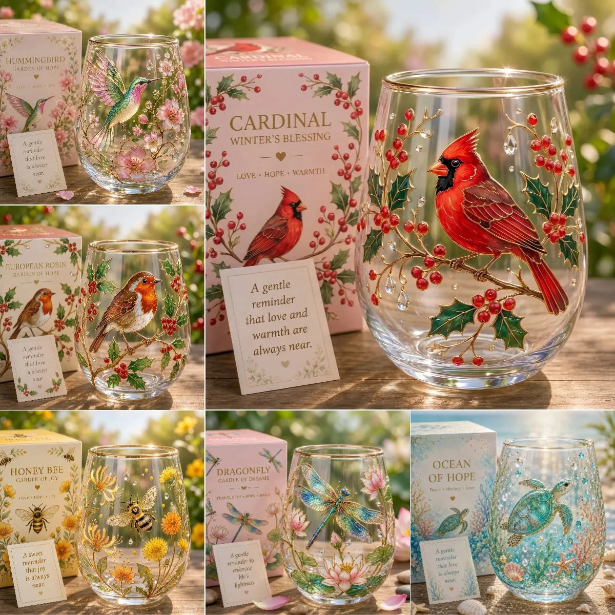 Outdoor Garden Morning Bliss Glass Tea Cup for Garden Display