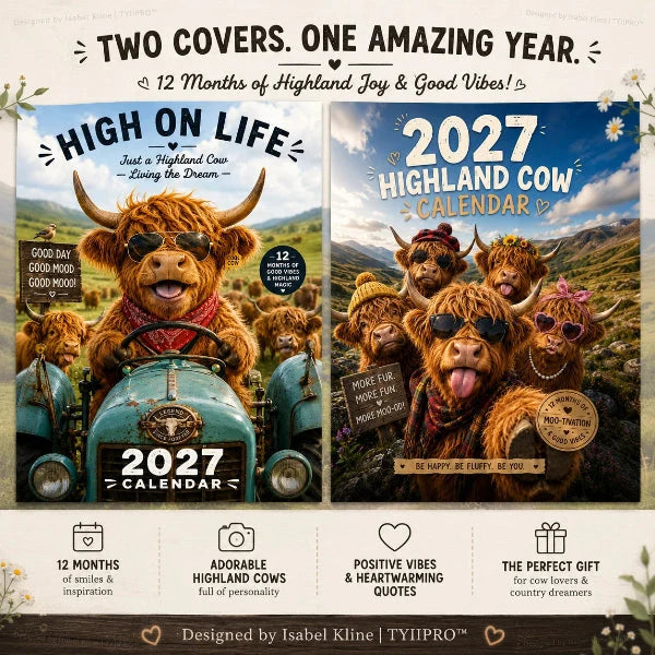 Purpose-Built Funny Highland Cow Wall Calendar – A4 Hanging Calendar