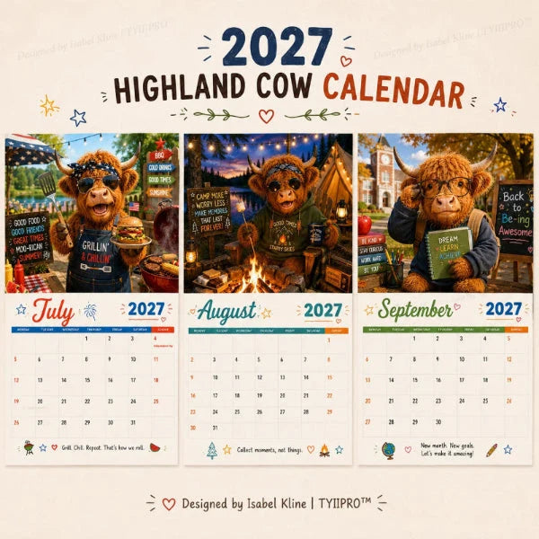 Purpose-Built Funny Highland Cow Wall Calendar – A4 Hanging Calendar