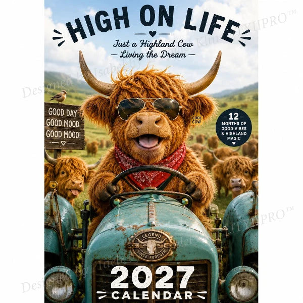 Purpose-Built Funny Highland Cow Wall Calendar – A4 Hanging Calendar
