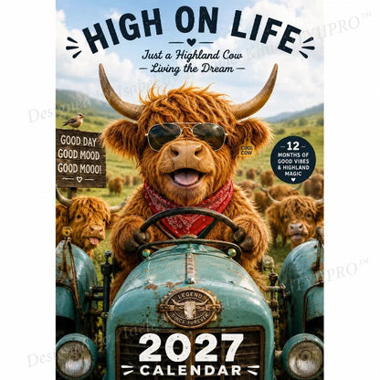 Purpose-Built Funny Highland Cow Wall Calendar – A4 Hanging Calendar