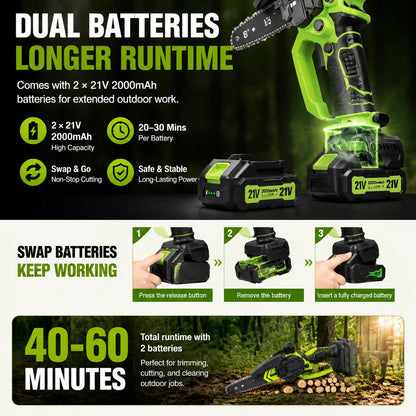 8-Inch Portable Electric Mini Chainsaw for Tree Trimming and DIY