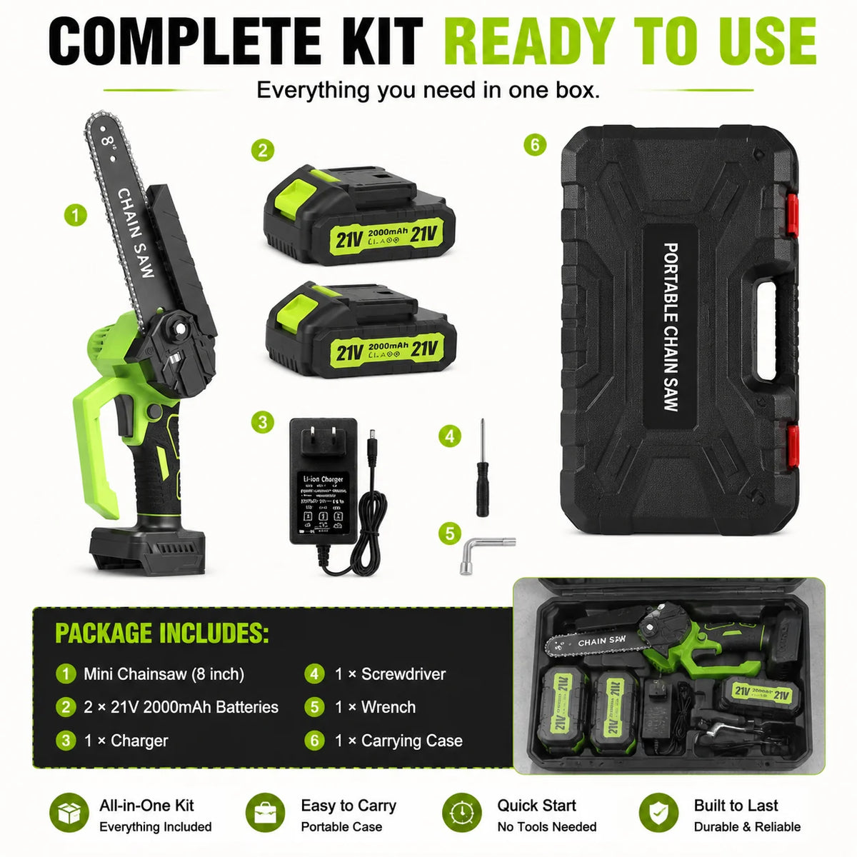 8-Inch Portable Electric Mini Chainsaw for Tree Trimming and DIY