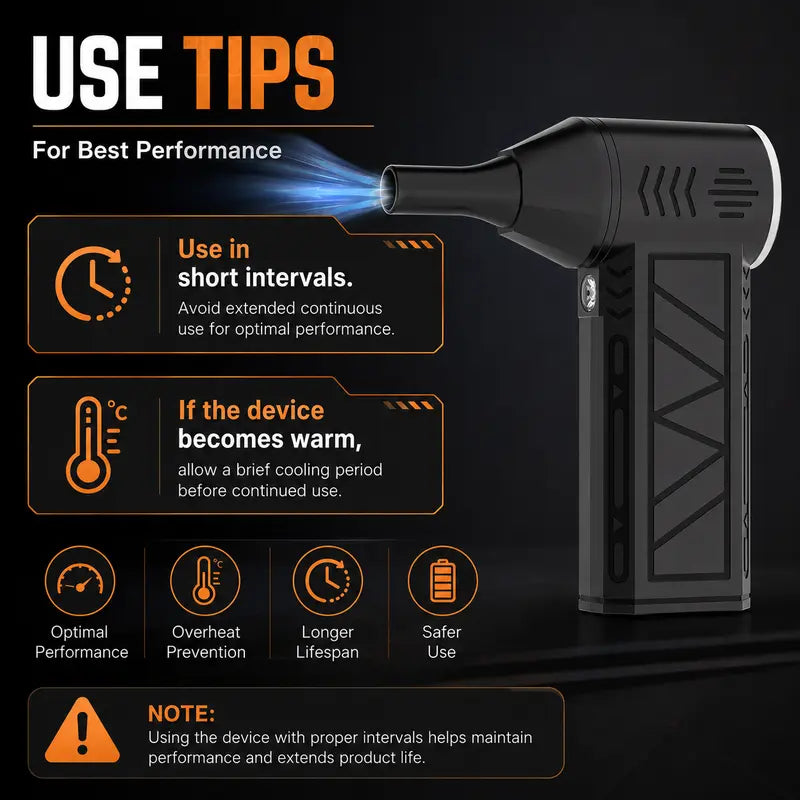 Purpose-Built 2-in-1 Cordless Air Duster & Vacuum – 130,000 RPM