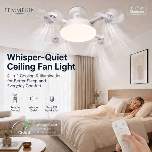 Decorative 2-in-1 E27 Ceiling Fan Light with Remote