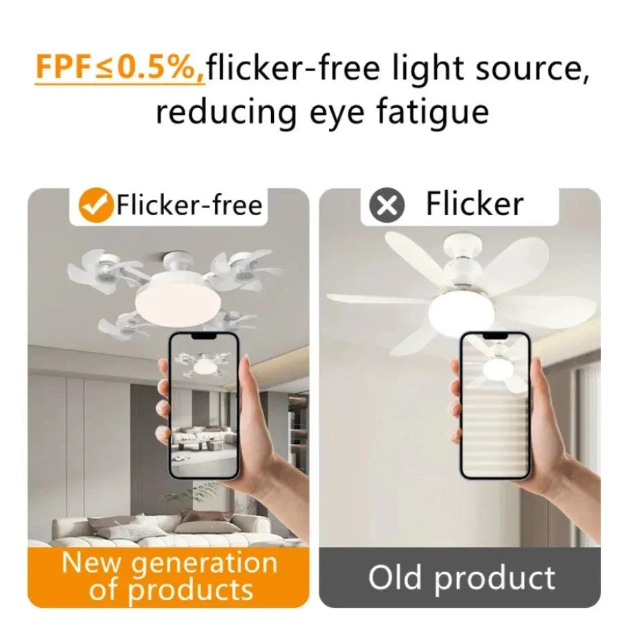 Decorative 2-in-1 E27 Ceiling Fan Light with Remote