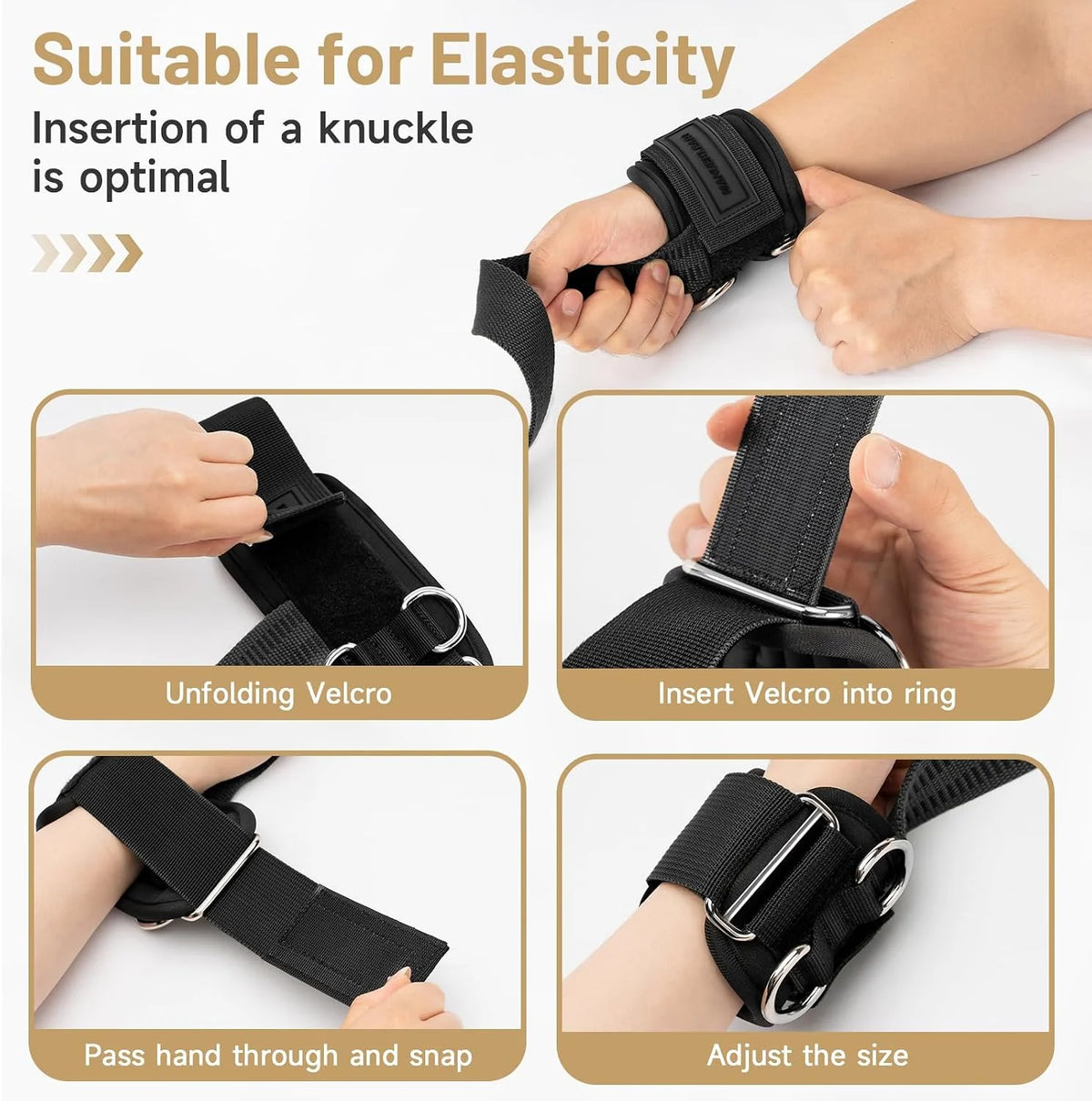 2-in-1 Weightlifting Wrist Straps with Dual D-Rings for Cable Training