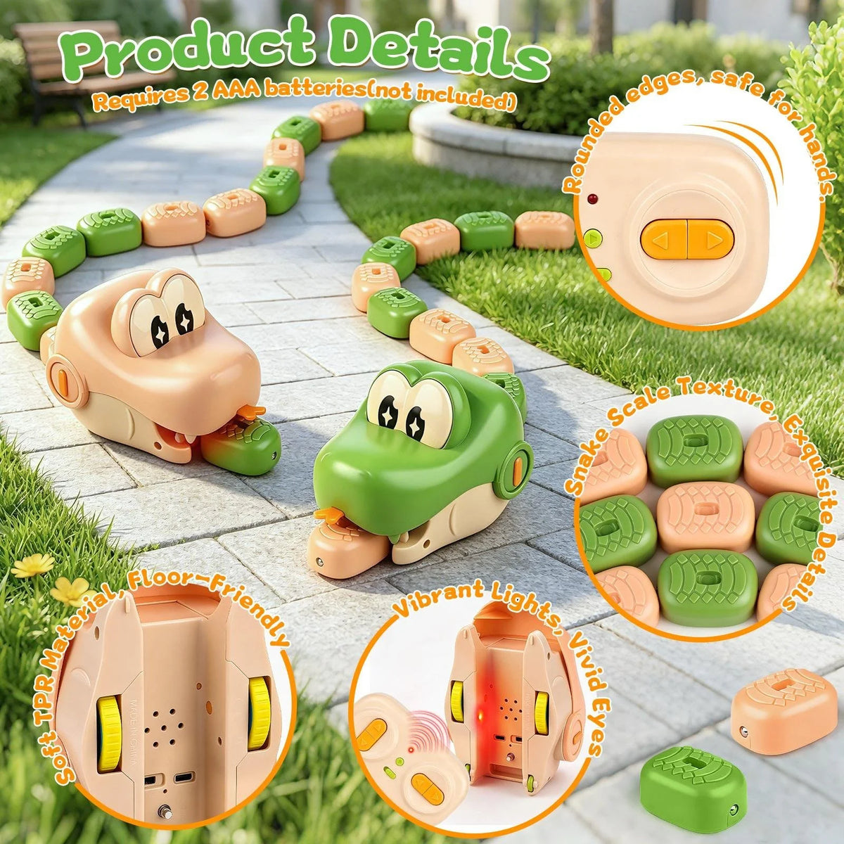 Hands-On 2-Player Remote Control Snake Toy, Realistic Crawling