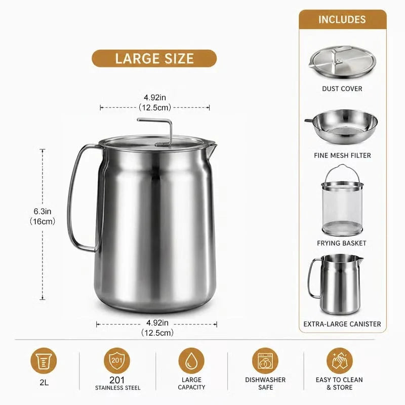 Purpose-Built 3-in-1 Stainless Steel Deep Fryer Pot – Fry, Strain &