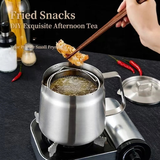 Purpose-Built 3-in-1 Stainless Steel Deep Fryer Pot – Fry, Strain &