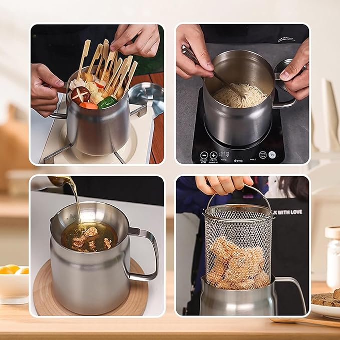 Purpose-Built 3-in-1 Stainless Steel Deep Fryer Pot – Fry, Strain &