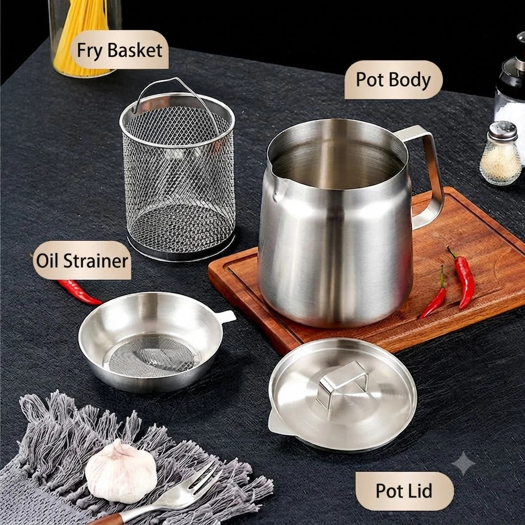 Purpose-Built 3-in-1 Stainless Steel Deep Fryer Pot – Fry, Strain &