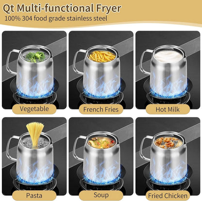Purpose-Built 3-in-1 Stainless Steel Deep Fryer Pot – Fry, Strain &