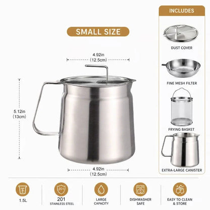 Purpose-Built 3-in-1 Stainless Steel Deep Fryer Pot – Fry, Strain &
