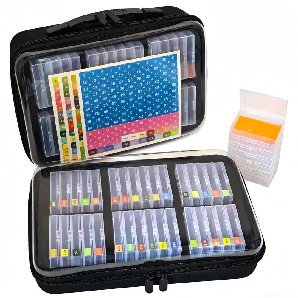 32-Slot Diamond Painting Storage Box Set with Carry Handle Bag