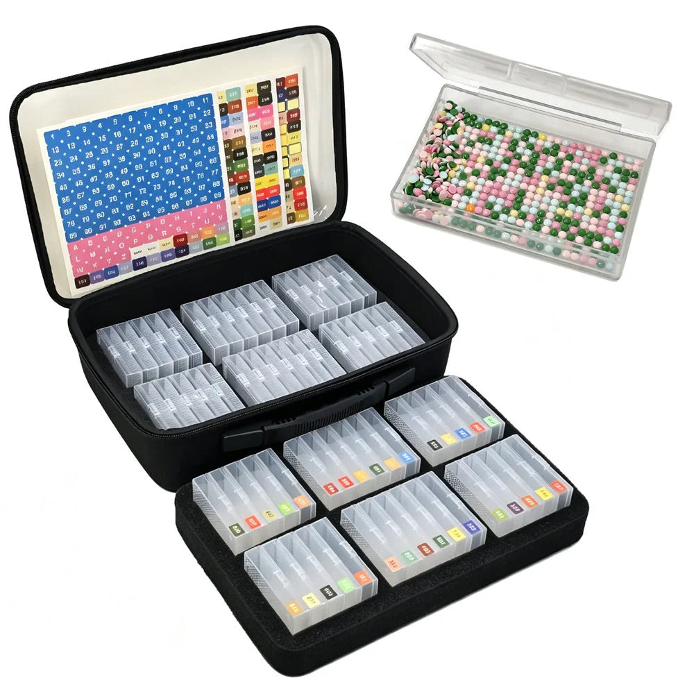32-Slot Diamond Painting Storage Box Set with Carry Handle Bag
