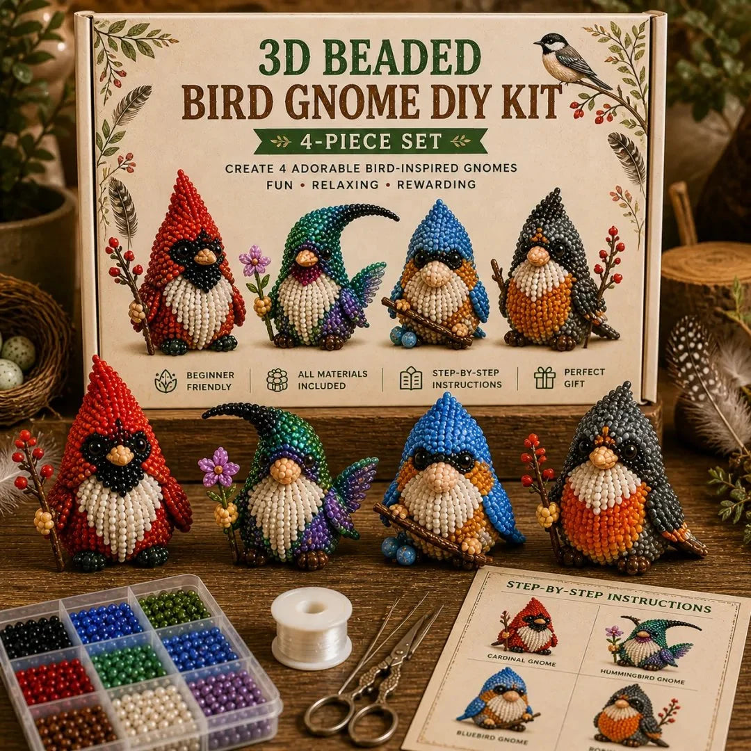 3D Beaded Gnome DIY Craft Kit for Handmade Tabletop Décor