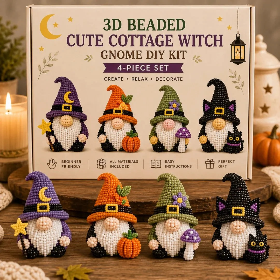 3D Beaded Gnome DIY Craft Kit for Handmade Tabletop Décor