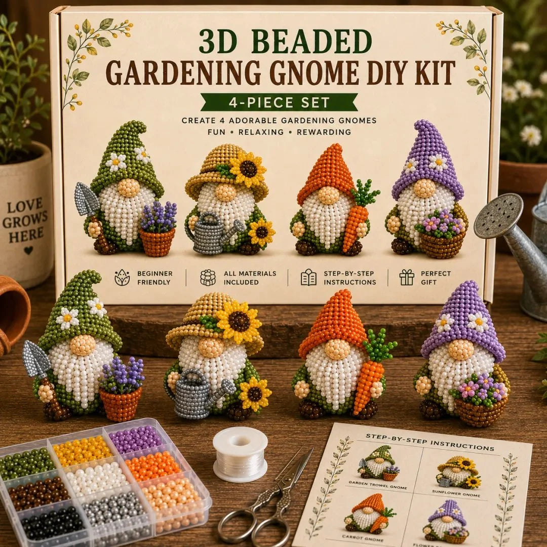 3D Beaded Gnome DIY Craft Kit for Handmade Tabletop Décor