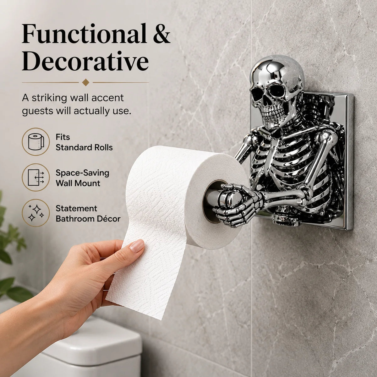 Purpose-Built 3D Skeleton Toilet Paper Holder for Everyday Use